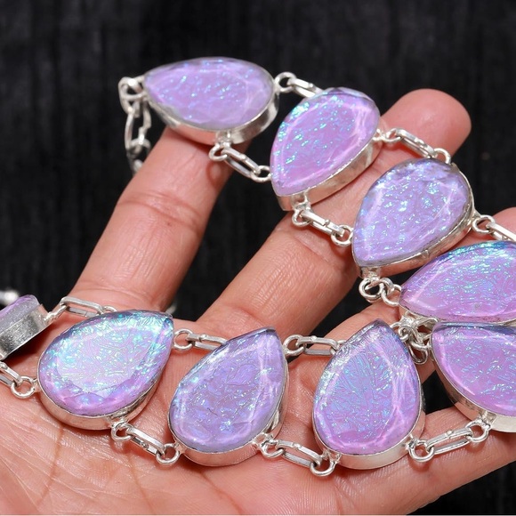 Pink Australian Triplet Opal Necklace! 925 Sterling Silver Stamped! - Picture 9 of 16